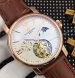 Fake Patek Philippe Grand Complications Moonphase White Dial Brown Leather Band Watch